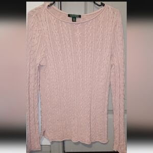NWOT Womens sz M Lauren by Ralph Lauren cotton cable knit sweater